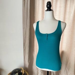Guess Y2K turquoise teal cotton tank with rhinestone